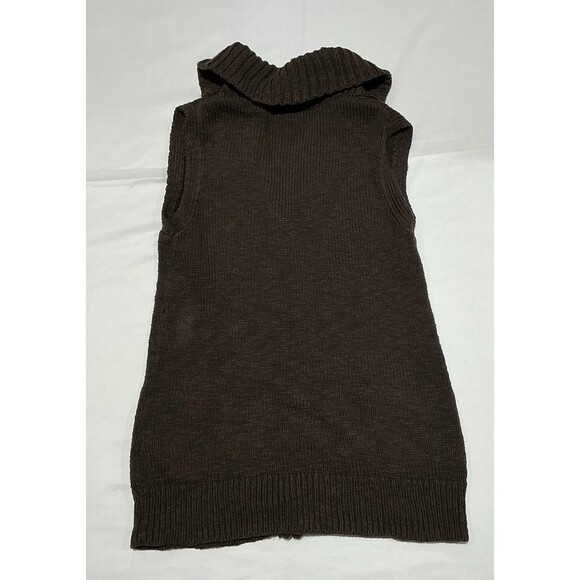 Eddie Bauer Knit Sweater Vest Womens Small Brown 100% Cotton Cowl Neck - Picture 3 of 8